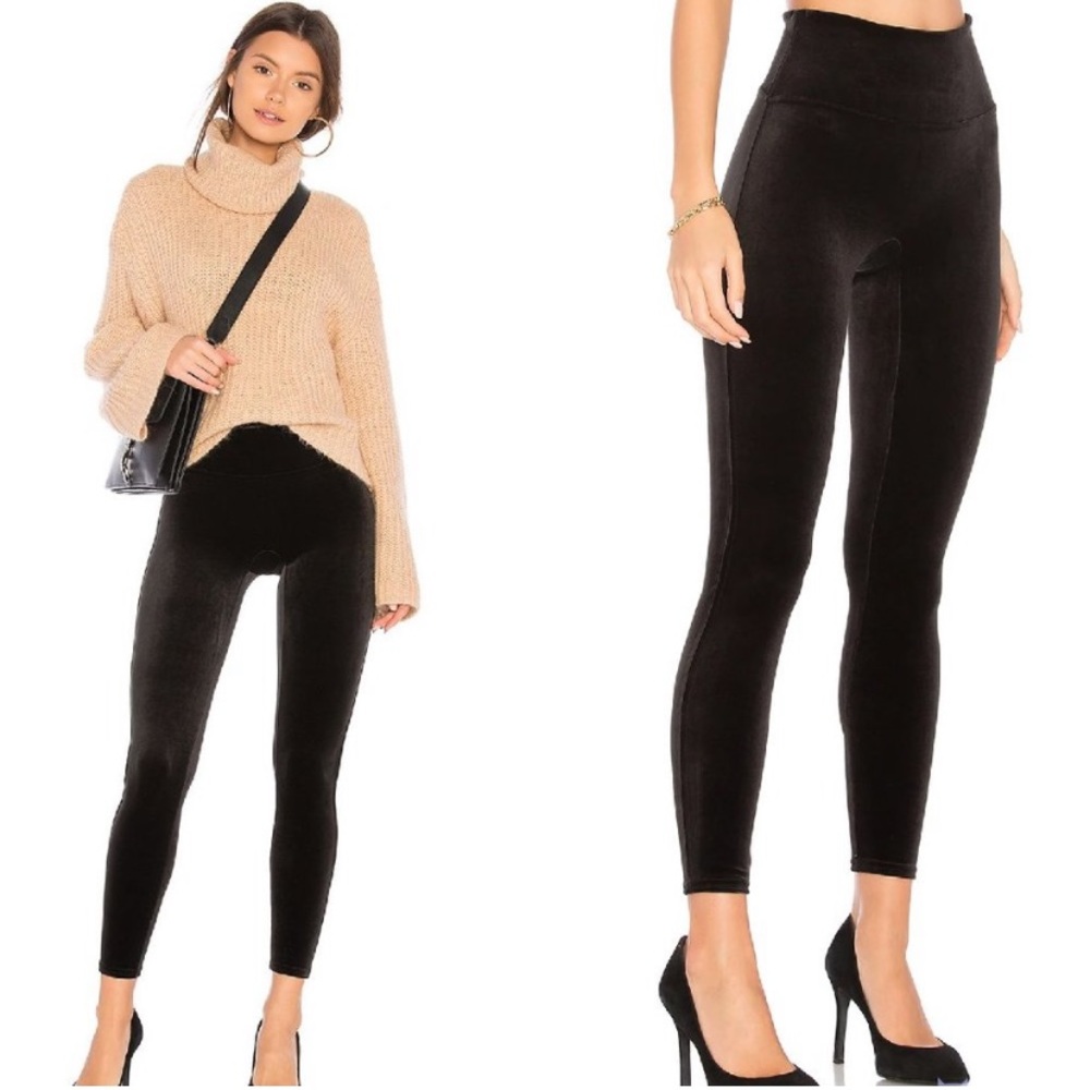 Spanx Black Velvet High Waisted Leggings
